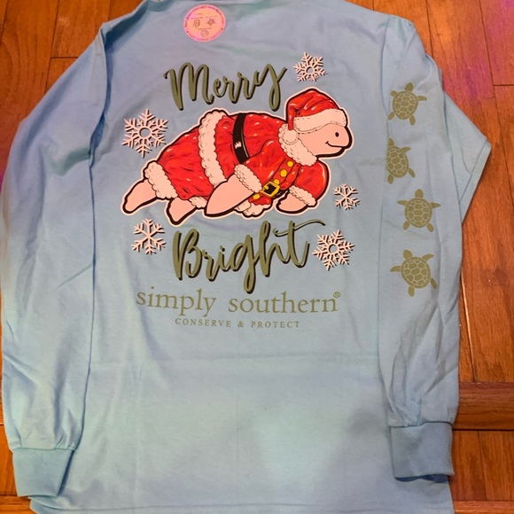 Long Sleeve Simply Southern Turtle Tracking Christmas Tee - Picture 1 of 5